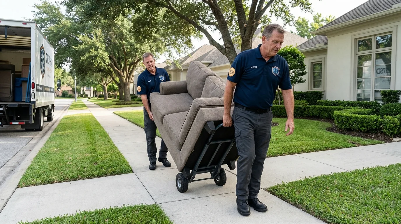 Local residential moving crew loading furniture in Millville, NJ